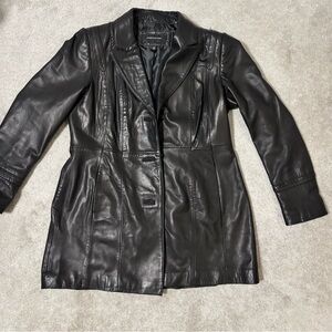 Beautiful New Jones New York Womens Genuine Leather Jacket Black Size LG